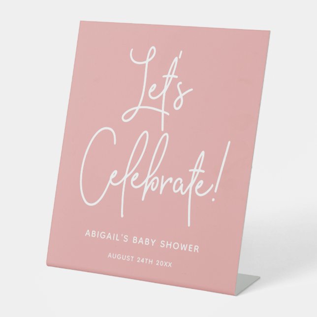 Minimalist Dusty Rose Pink Welcome Celebrate Poste Pedestal Sign (Front)