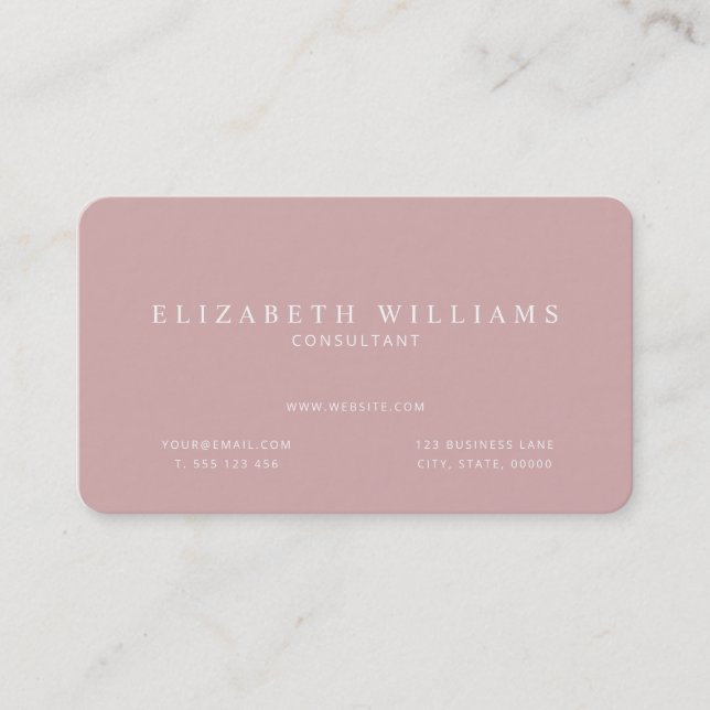 Minimalist Dusty Rose Professional Business Card (Front)