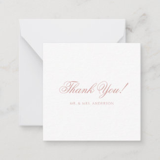 Minimalist Dusty Rose Script Wedding Thank You Card