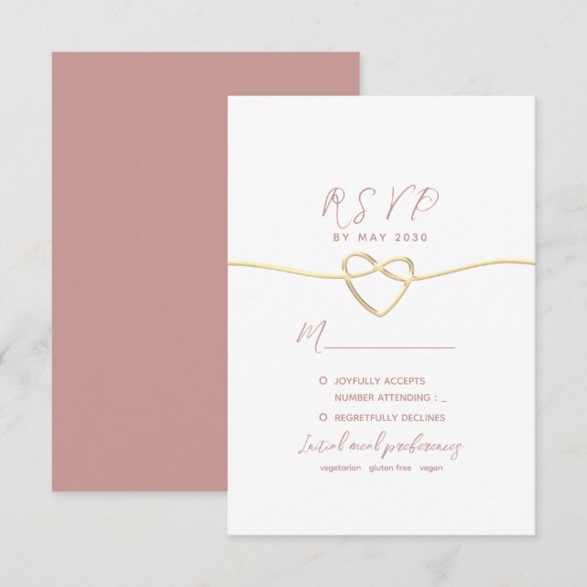 Minimalist Dusty Rose Wedding RSVP Card (Front/Back)