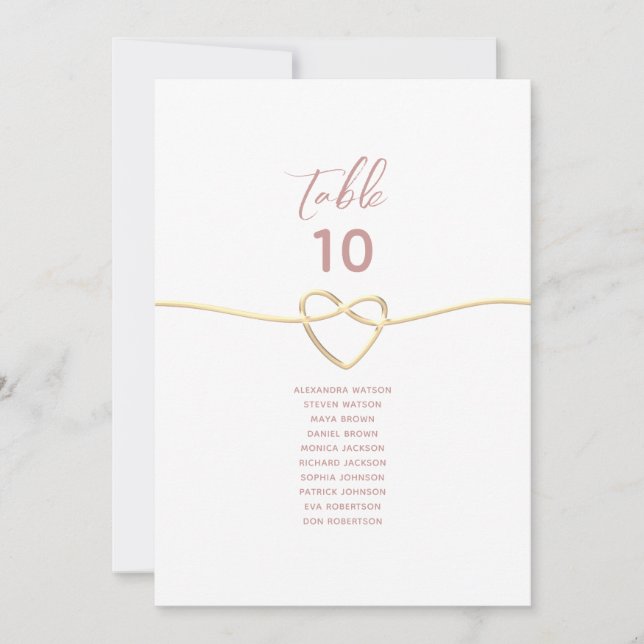 Minimalist Dusty Rose Wedding Seating Card (Front)