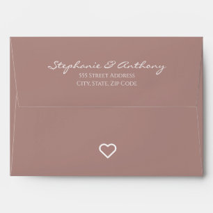 Minimalist Dusty Rose with Heart Modern Wedding Envelope