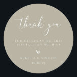 Minimalist Dusty Sage Green Wedding Thank You Classic Round Sticker<br><div class="desc">Minimalist Dusty Sage Green,  wedding thank you favour stickers.</div>