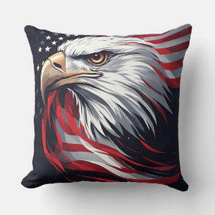 Minimalist Eagle with Flag – Modern Patriotic Art Cushion