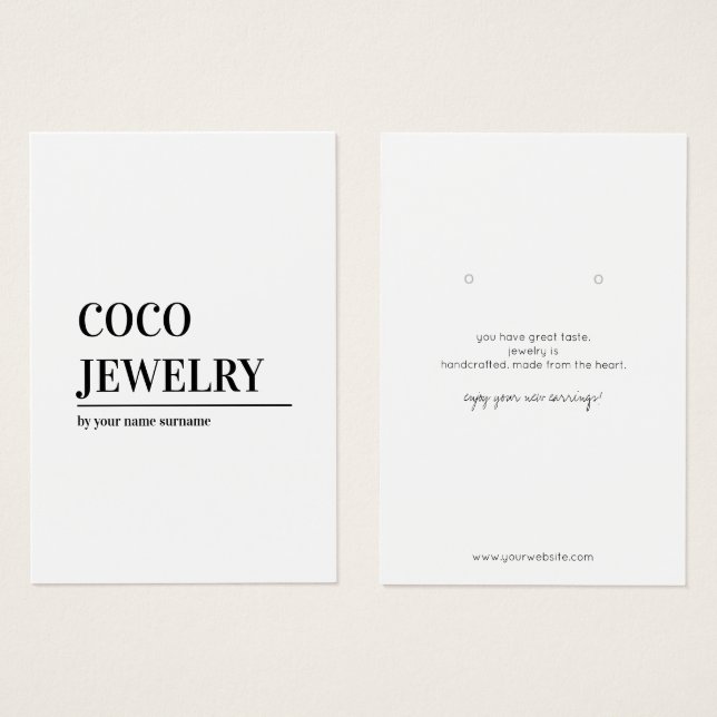 Minimalist Earring Jewellery Display Card (Front & Back)