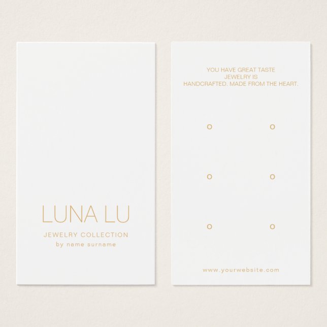 Minimalist Earring Jewellery Display Card (Front & Back)