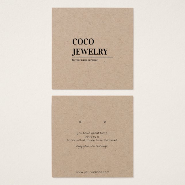 Minimalist Earring Jewellery Display Card (Front & Back)