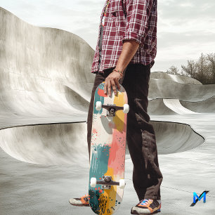 Minimalist Earth Tone Abstract - Soft Brushstroke Skateboard