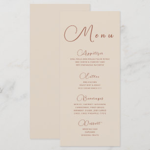 Minimalist Earthy Beige Menu