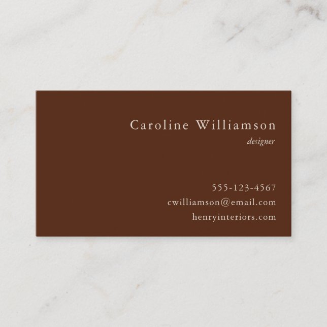Minimalist Earthy Brown Elegant Professional  Business Card (Front)