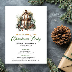 Minimalist Earthy Colors Christmas Lantern Party Invitation