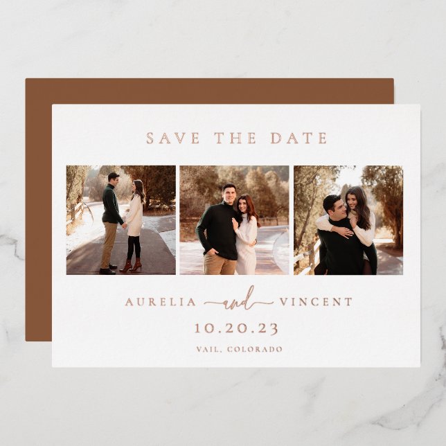 Minimalist Earthy Rust Photo Save The Date (Front/Back)