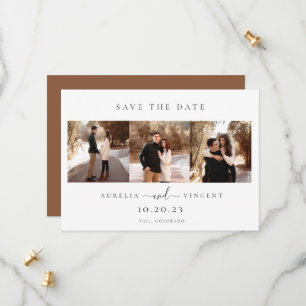 Minimalist Earthy Rust Wedding Photo Save The Date