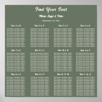 Minimalist Earthy Sage Green 12x12 Seating Plan