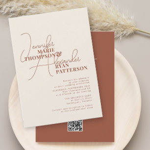 Minimalist  Earthy Terracotta All One RSVP QR Code Invitation