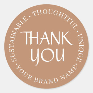 Minimalist Earthy Thank You For Customer Business Classic Round Sticker