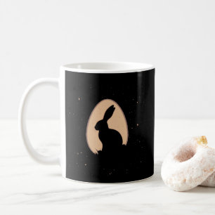 Minimalist Easter Bunny in Egg Shape Coffee Mug