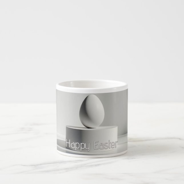 Minimalist Easter Egg on Modern Pedestal Espresso Cup (Front)