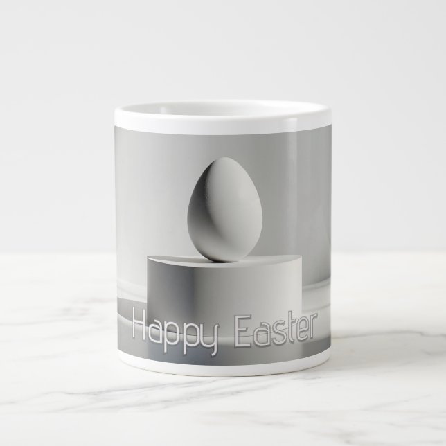 Minimalist Easter Egg on Modern Pedestal Large Coffee Mug (Front)
