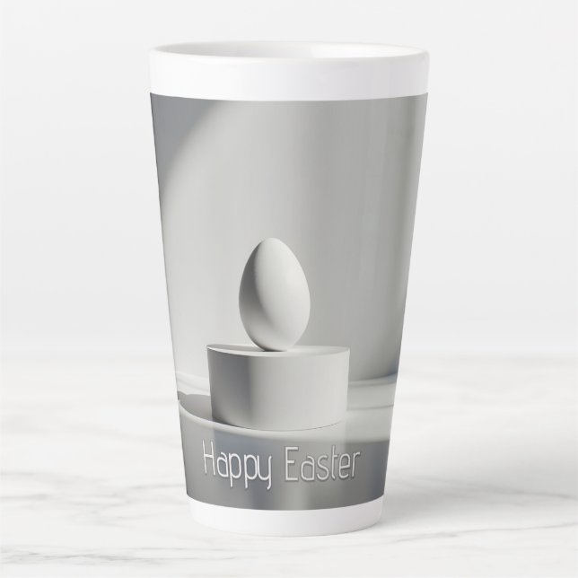 Minimalist Easter Egg on Modern Pedestal Latte Mug (Front)