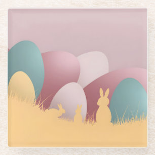 Minimalist Easter Elegance Glass Coaster