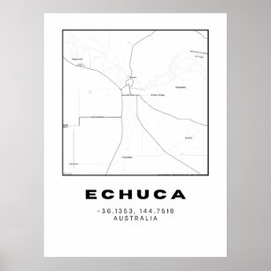 Minimalist Echuca Map with Coordinates Poster