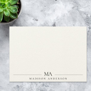 Minimalist Ecru Monogram Modern Professional Card