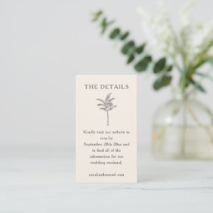Minimalist Ecru Palm Tree Elegant Wedding QR Code Enclosure Card