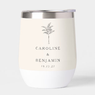 Minimalist Ecru Palm Tree Line Art Custom Wedding