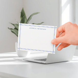 Minimalist Edgy Geometric Two Border Navy Blue Card