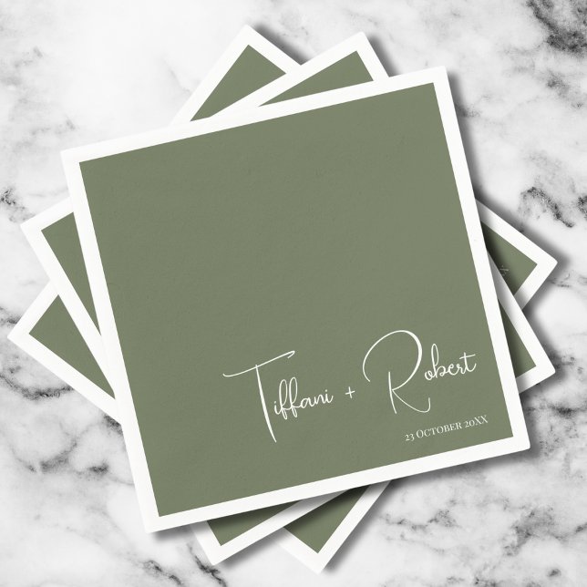 Minimalist Editable Colour Green Wedding  Napkin (Creator Uploaded)