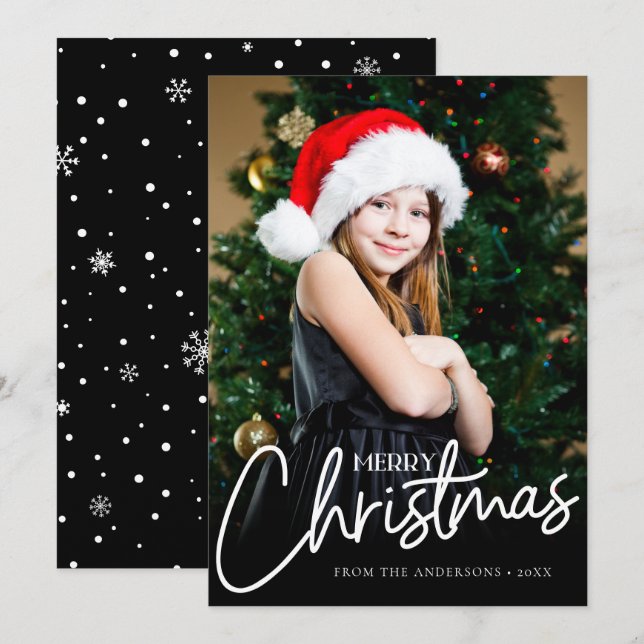 Minimalist Editable Colour Photo Christmas Card (Front/Back)