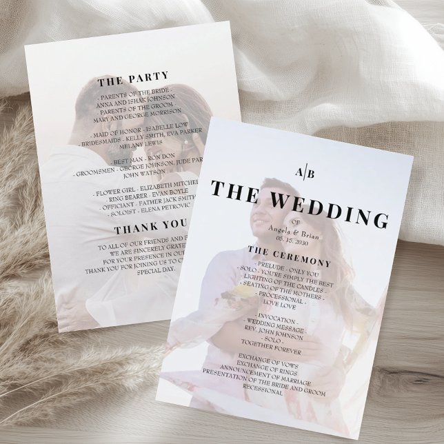 Minimalist Editorial Ivory Photo Wedding Program Programme (Creator Uploaded)