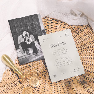 Minimalist Editorial Photo Wedding Thank You Card
