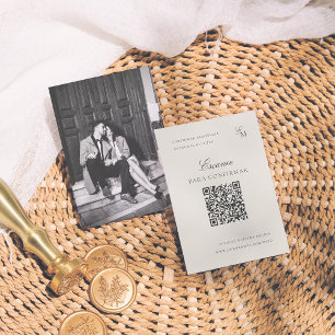 Minimalist Editorial QR Spanish Wedding RSVP Enclosure Card