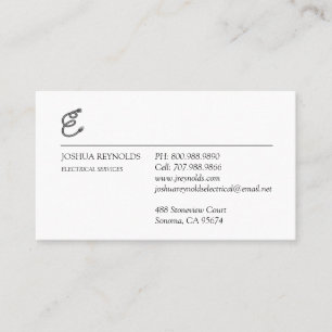 Minimalist Electrician Business Card