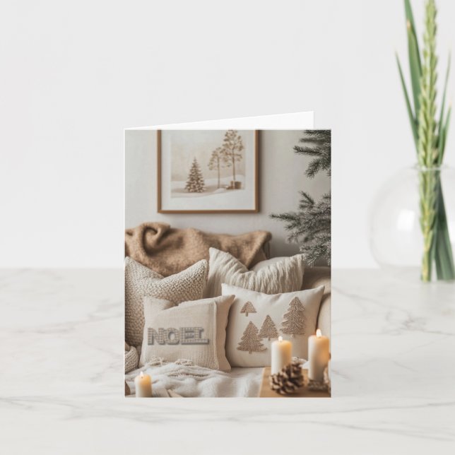 Minimalist Elegance and Cosy Christmas (Blank) Holiday Card (Front)