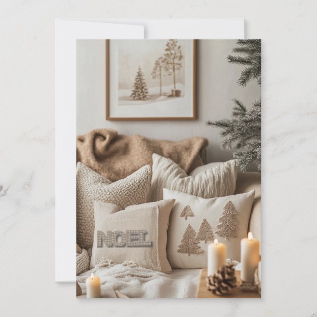 Minimalist Elegance and Cosy Christmas  Holiday Card (Front)