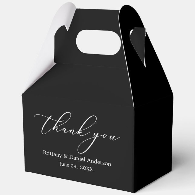Minimalist Elegance Calligraphy Gable Wedding Favour Box (Front)