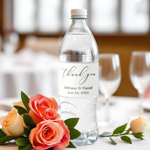 Minimalist Elegance Calligraphy Ink Wedding Water Bottle Label