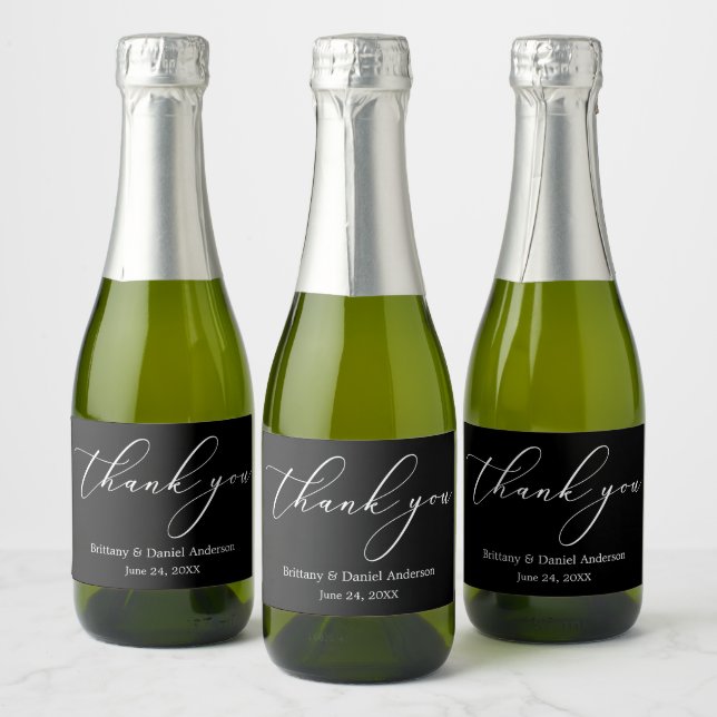 Minimalist Elegance Calligraphy Pick Colour Mini Sparkling Wine Label (Bottles)