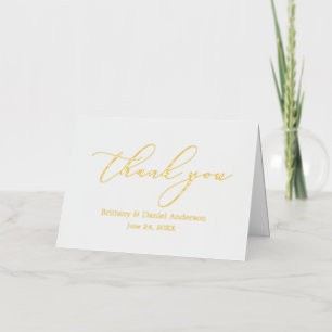 Minimalist Elegance Calligraphy Thank You Gold Foil Greeting Card