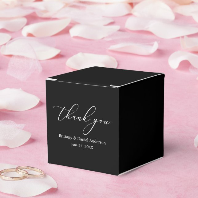 Minimalist Elegance Calligraphy Wedding Black Favour Box (Wedding)