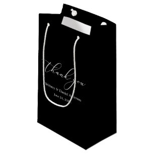 Minimalist Elegance Calligraphy Wedding Black Small Gift Bag