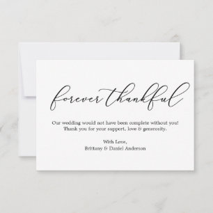 Minimalist Elegance  Forever Thankful Calligraphy Thank You Card