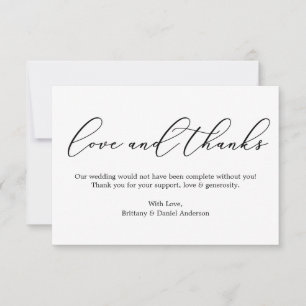 Minimalist Elegance Love and Thanks Calligraphy Thank You Card