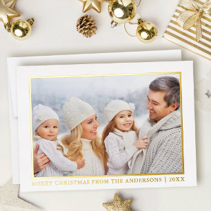 Minimalist Elegance Merry Christmas Photo Gold Foil Holiday Card