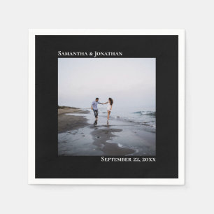 Minimalist Elegance Modern Black Wedding Photo Napkin