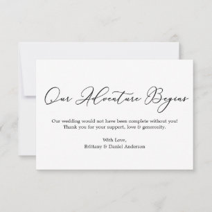 Minimalist Elegance Our Adventure Calligraphy Thank You Card