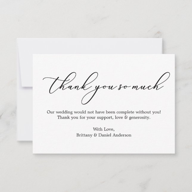 Minimalist Elegance Thank You So Much Calligraphy Card (Front)